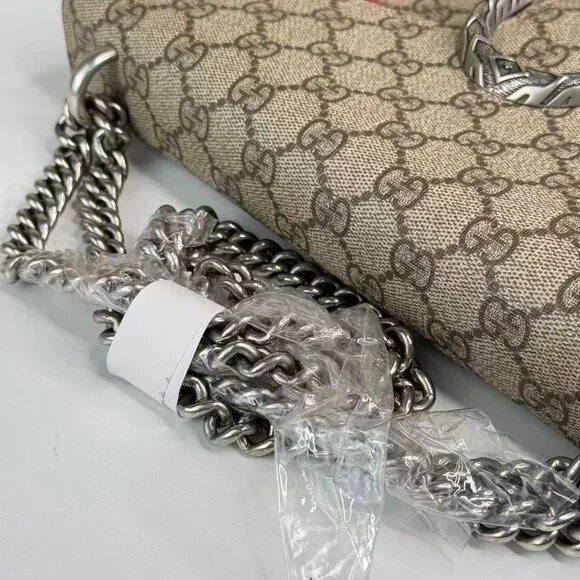 Gucci GG Logo Supreme Medium Dionysus Shoulder Bag with Red Interior - Picture 7 of 8